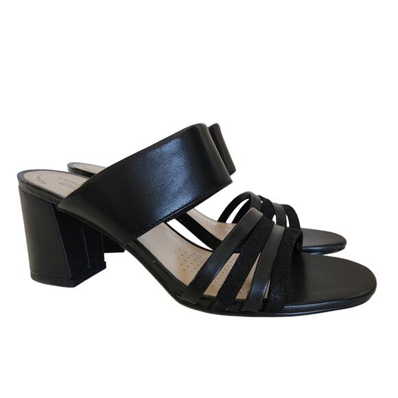women's Clarks Jocelynne Andi US size 7.5 leather slip on heeled sandal - Picture 1 of 8